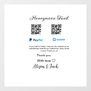 Honeymoon fund venomo paypal donation Q R couple