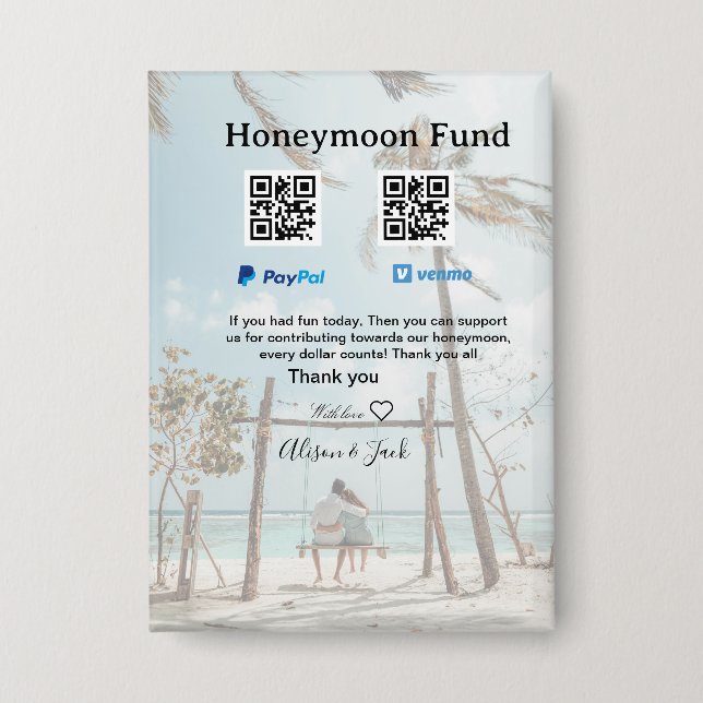 Honeymoon fund venomo paypal donation Q R couple (Front)