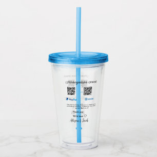 Honeymoon fund venomo paypal donation Q R couple Acrylic Tumbler