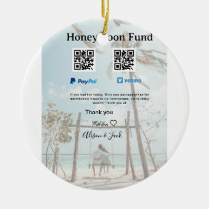 Honeymoon fund venomo paypal donation Q R couple Ceramic Ornament