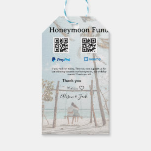Honeymoon fund venomo paypal donation Q R couple Gift Tags