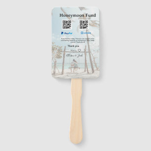 Honeymoon fund venomo paypal donation Q R couple Hand Fan