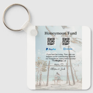 Honeymoon fund venomo paypal donation Q R couple Key Ring