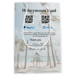 Honeymoon fund venomo paypal donation Q R couple Medium Gift Bag