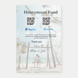 Honeymoon fund venomo paypal donation Q R couple Post-it Notes