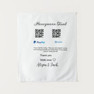 Honeymoon fund venomo paypal donation Q R couple Tapestry