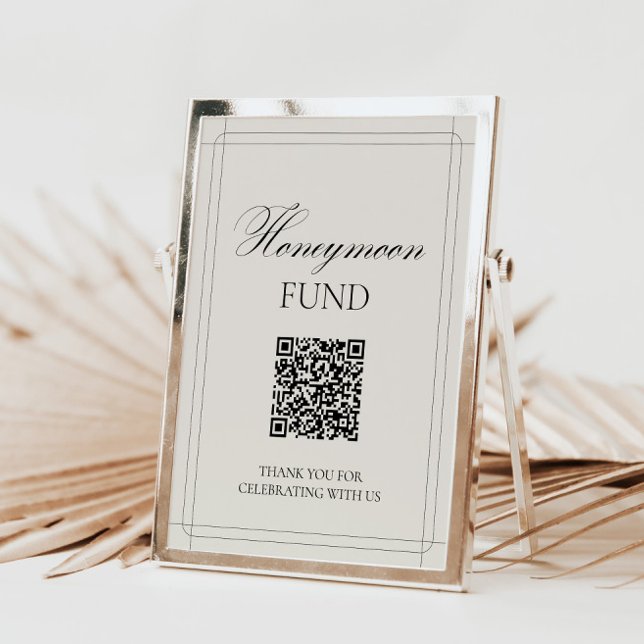 Honeymoon Fund Vintage Light Grey Sign      Invitation (Honeymoon Fund Vintage Light Gray Sign)