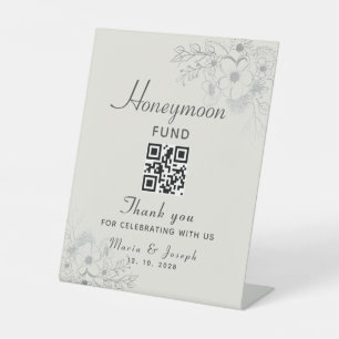 Honeymoon Fund Wedding QR code Pedestal Sign