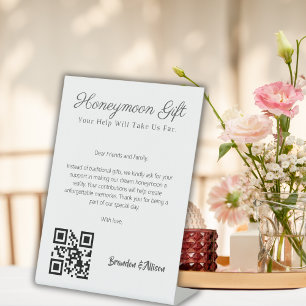 Honeymoon Fund Wedding Registry Gift Qr Code Pedestal Sign