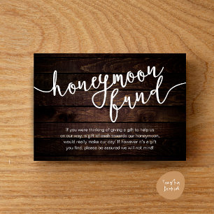 Honeymoon Fund Wish Cash, Modern Rustic Wedding Enclosure Card