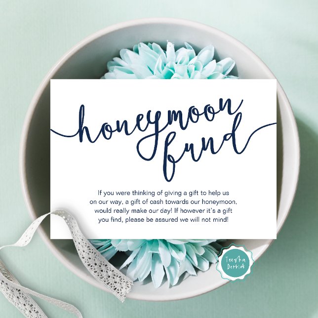  Honeymoon Fund Wish Cash, Modern Rustic Wedding Enclosure Card (Honeymoon Fund Wish Cash, A note on gifts, Modern Rustic Modern Rustic Wedding Card Navy Blue)
