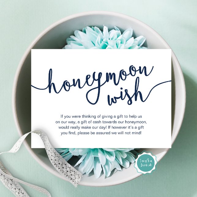  Honeymoon Fund Wish Cash, Modern Rustic Wedding Enclosure Card (Honeymoon Fund Wish Cash, A note on gifts, Modern Rustic Modern Rustic Wedding Card Navy Blue)