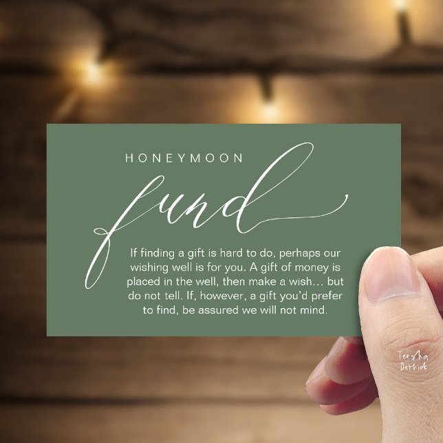 Honeymoon Fund Wishing Well, Wish, A Note On Gifts Enclosure Card (Honeymoon Fund Wishing Well, Wish, A Note On Gifts Enclosure Card in Sage Green)