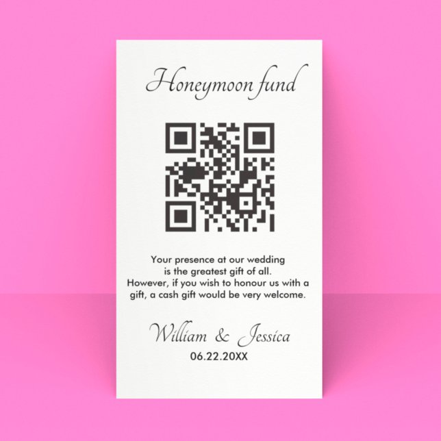 Honeymoon Fund With QR Code Enclosure Card (Creator Uploaded)