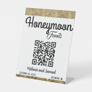 Honeymoon Funds QR Code Wedding Pedestal Sign