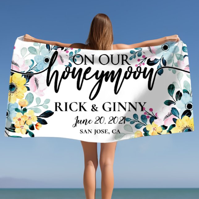 Honeymoon Gifts Personalised Floral Beach Towel (Honeymoon Gifts Personalized Floral Beach Towel)