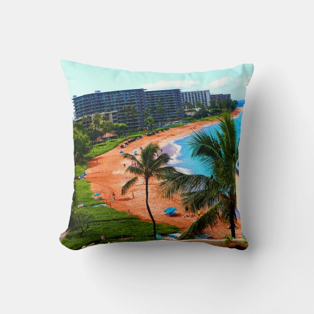 Honeymoon in Maui Personalised Beach Pillow (Front)