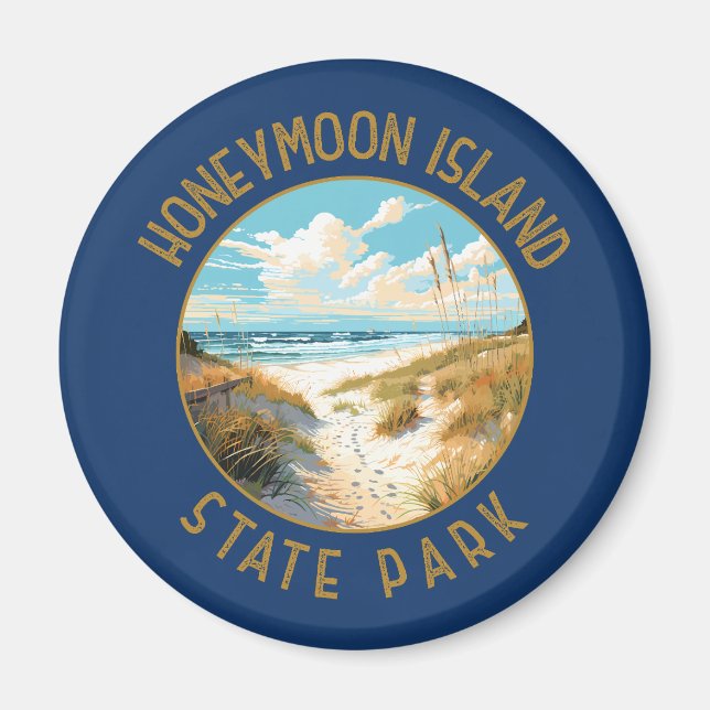 Honeymoon Island State Park Retro Distressed Magnet (Front)