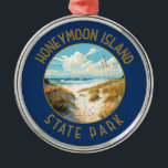 Honeymoon Island State Park Retro Distressed Metal Ornament<br><div class="desc">Honeymoon Island State Park vector artwork design. Part of a string of barrier islands sparkling in the Gulf of Mexico off Florida's West Coast.</div>