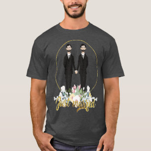 Honeymoon Just Married Gift LGB Gay Groom Beard T-Shirt