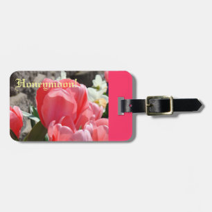 Honeymoon! Luggage ID tags Pink Tulip Flowers