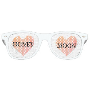 Honeymoon Pink Heart Wedding Retro Sunglasses