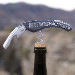 Honeymoon Road Trip Monogram Black Corkscrew<br><div class="desc">Pack one of these corkscrews in your honeymoon luggage as you set off on your road trip. Add your initials in the chalk hearts and off you drive into the sunset together (don't forget the wine!) Perfect gift for the newlyweds!</div>
