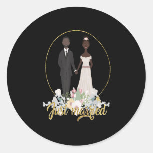 Honeymoon Shirt Just Married Gift Black Bride Groo Classic Round Sticker