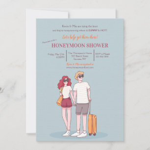 Honeymoon Shower Blue Invitation
