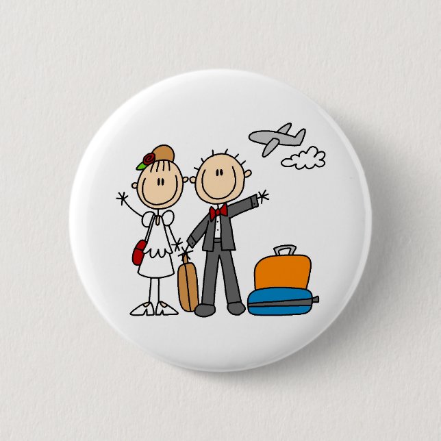 Honeymoon Time For The Bride And Groom Button (Front)