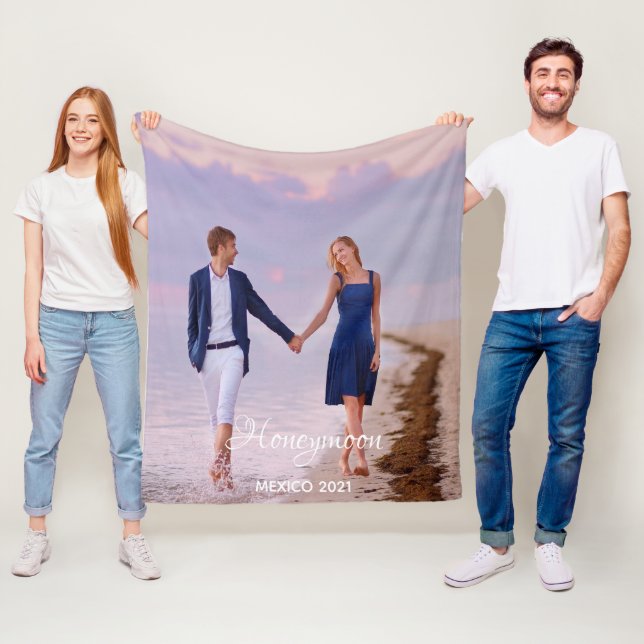 Honeymoon vacation wedding photo fleece blanket (In Situ)