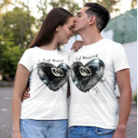 Honeymoon Wedding Rings Inside Heart Shaped T-Shirt<br><div class="desc">Fun honeymoon t-shirts for the bride and groom. These t-shirt was created for the bride and groom in mind. Great t-shirts to wear on your honeymoon. You can customise this t-shirt to announce your engagement, add your names or add your wedding date. This t-shirt is a printed image of an...</div>