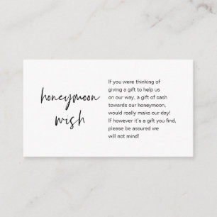 Honeymoon Wish and Fund, Modern Script Enclosure Card