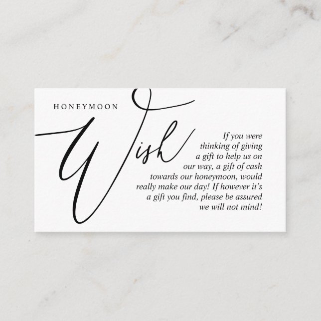 Honeymoon Wish, Cash, Modern Elegance Enclosure Card (Front)