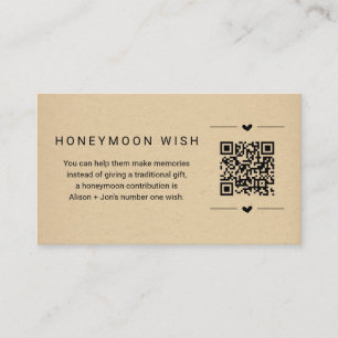Honeymoon Wish / Fund Card w QR Code Insert