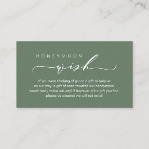 Honeymoon Wish, Fund, Classy Wedding Enclosure Card