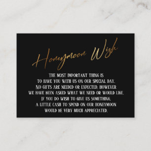 Honeymoon Wish Modern Gold Handwriting Wedding Enclosure Card
