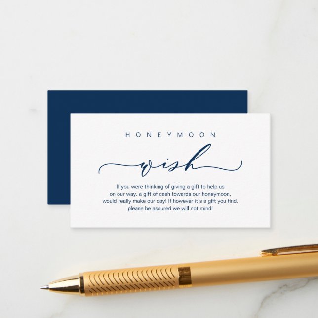 Honeymoon Wish, Modern romantic design Enclosure Card (Front/Back In Situ)