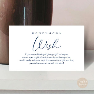 Honeymoon Wish, Modern Romantic Wedding Enclosure Card