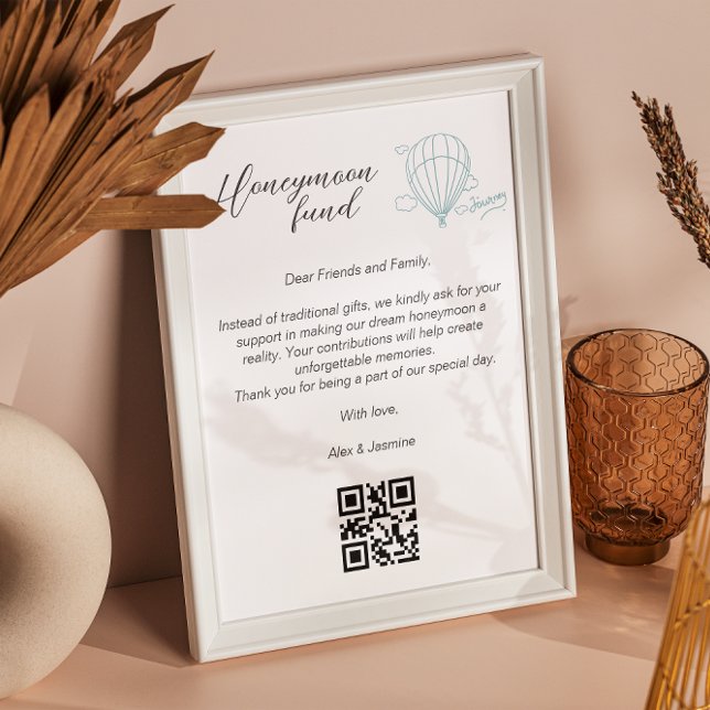 Honeymoon Wish Qr Code Travel Fund Request Gift Poster (Honeymoon Wish Qr Code Travel Fund Request Gift Poster)