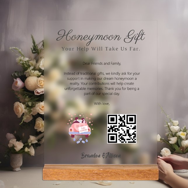 Honeymoon Wish Travel Fund Request Gift Qr Code Acrylic Sign (Honeymoon Wish Travel Fund Request Gift Qr Code Acrylic Sign
)
