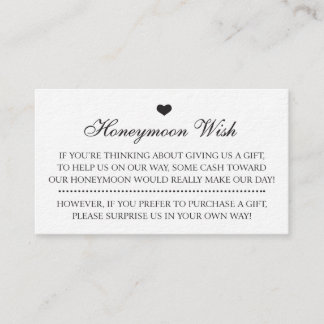 Honeymoon Wish Wedding Invitation Insert Cards
