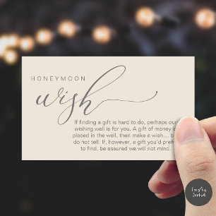 Honeymoon Wish Wishing Well, Fund, A Note On Gifts Enclosure Card