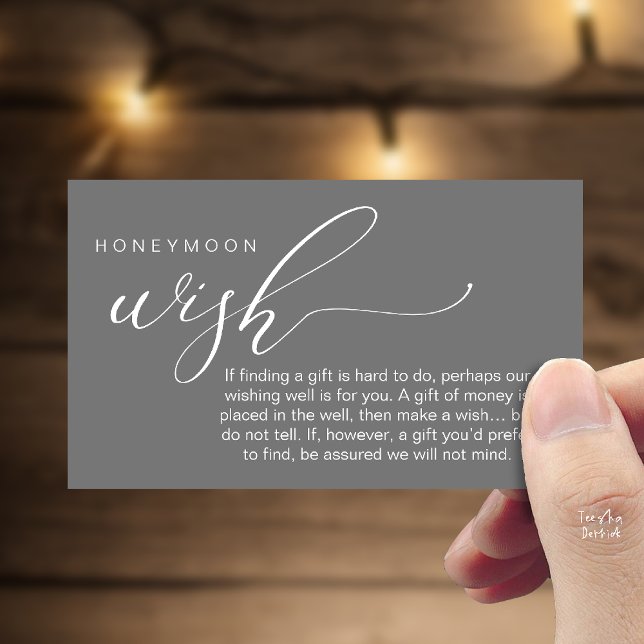 Honeymoon Wish Wishing Well, Fund, A Note On Gifts Enclosure Card (Honeymoon Fund Wishing Well, Wish, A Note On Gifts Enclosure Card in Dark Grey)