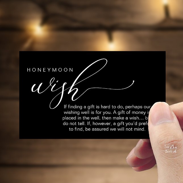 Honeymoon Wish Wishing Well, Fund, A Note On Gifts Enclosure Card (Honeymoon Fund Wishing Well, Wish, A Note On Gifts Enclosure Card in White Black)
