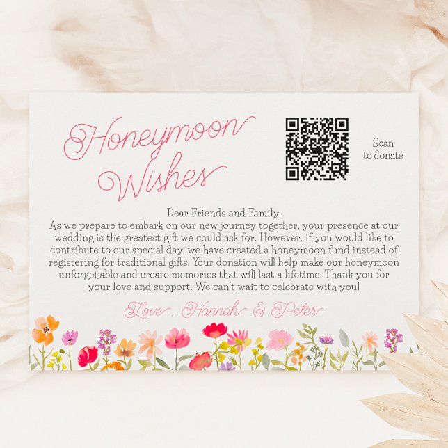Honeymoon wishes wildflowers floral bridal shower enclosure card (Honeymoon wishes wildflowers floral bridal shower enclosure card)