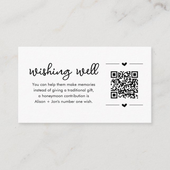 Honeymoon Wishing Well Card w QR Code Insert (Front)