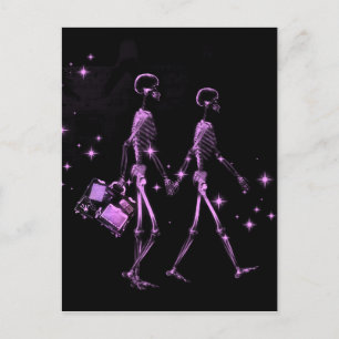 Honeymoon X-Ray Skeleton Newlyweds - Pink Postcard