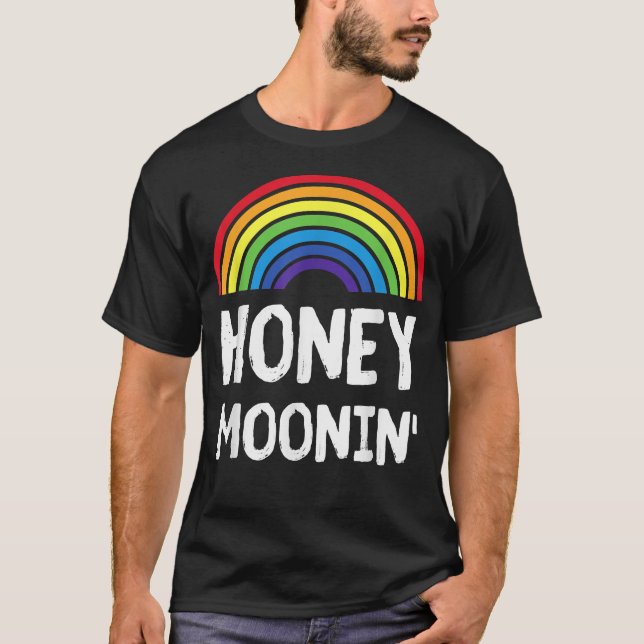 Honeymoonin LGBT Gay Lesbian Bride Groom Honeymoon T-Shirt (Front)