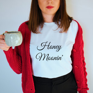 Honeymoonin' Modern Black Script White Women's  T-Shirt